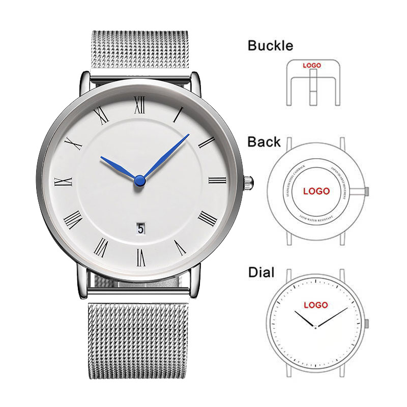 Stainless Mesh Band - Relógio Clássico Simples para Homens com