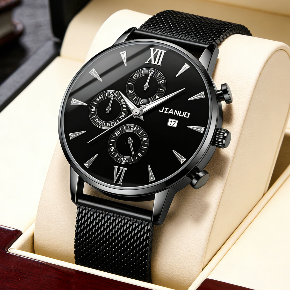 Stainless Mesh Band - Relógio de Pulso Masculino Casual Moderno