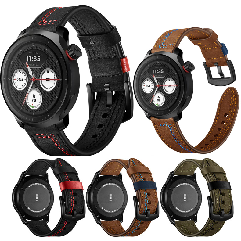 Motorola Smartwatch Accessories - Pulseira de Couro para Motorola Moto