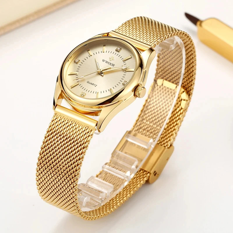Stainless Mesh Band - Wwoor marca de luxo vestido relógio