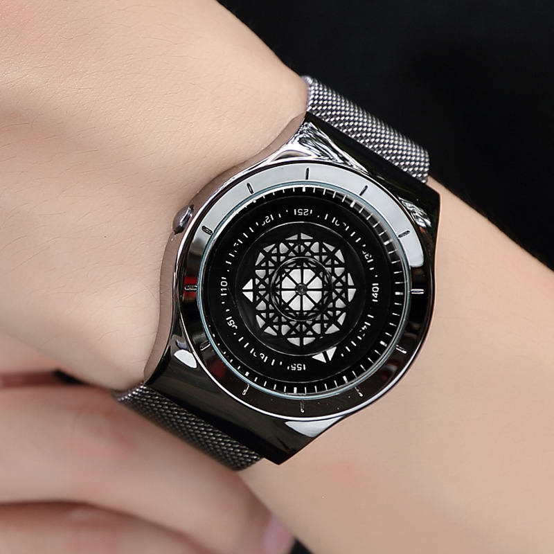 Stainless Mesh Band - Relógio de quartzo minimalista Geek para
